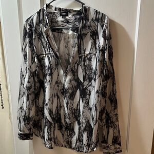 Massimo Black and White Abstract Blouse